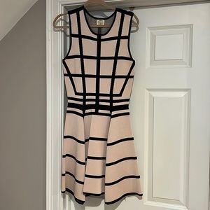 Torn by Ronny Kobo Pink Black Thick Knit Fit Flare Sleeveless Dress Size Large